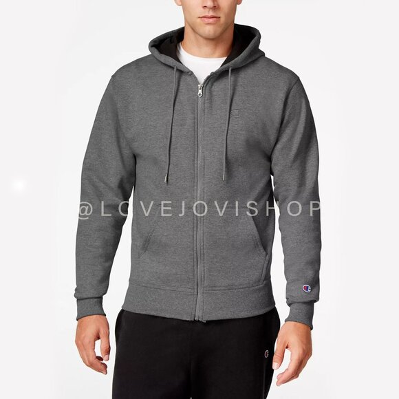 Mens | NWT! Champion Heathered Grey Hoodie Zip Up Fleece | Athleisure Streetwear - Picture 1 of 11